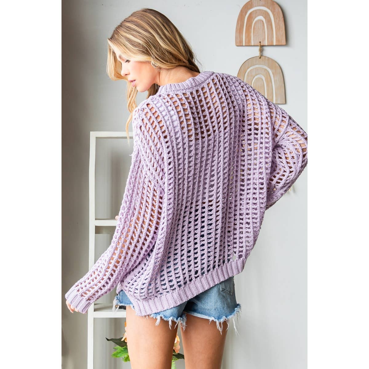 Oversized Loose Fit Crochet Sweater