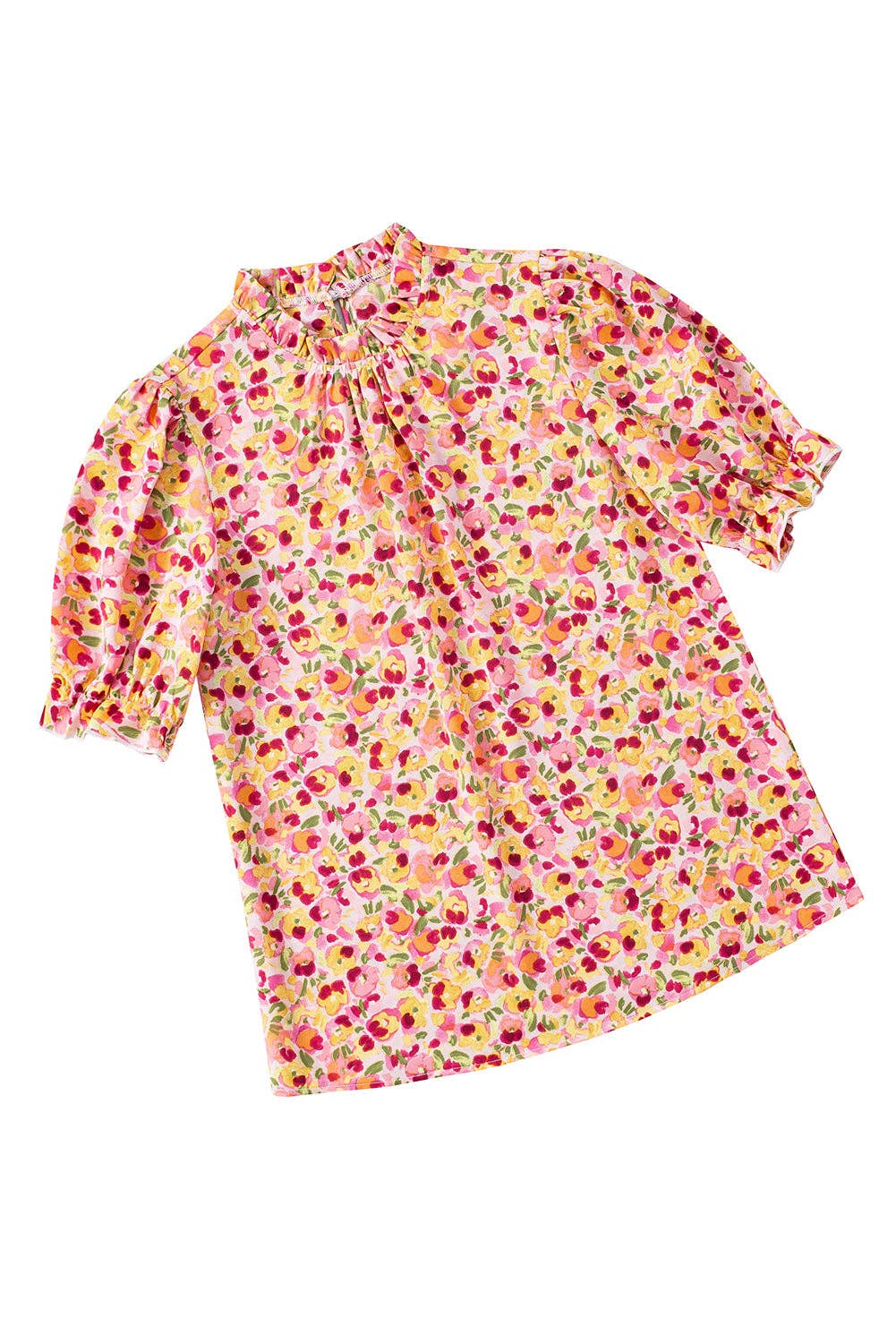 Floral Frill Mock Neck Blouse