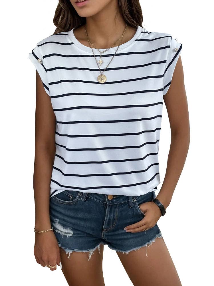 Women's Sleeveless Striped T-shirt