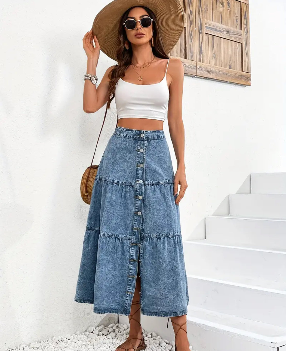 Midi Denim Skirt