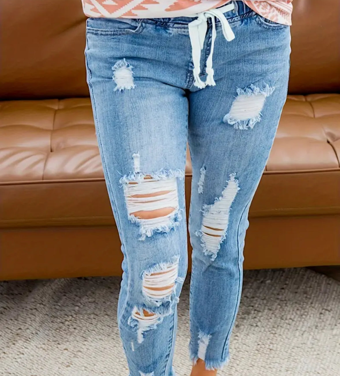 Preorder Ripped Washed Stretch Skinny Jeans