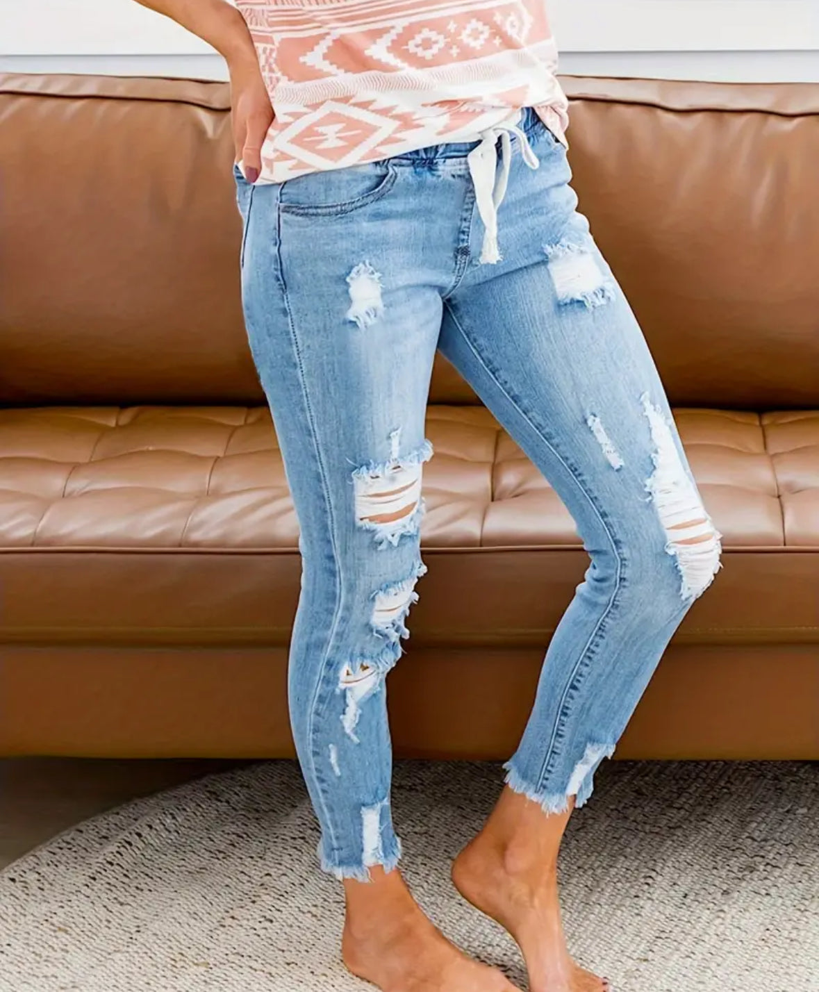 Preorder Ripped Washed Stretch Skinny Jeans