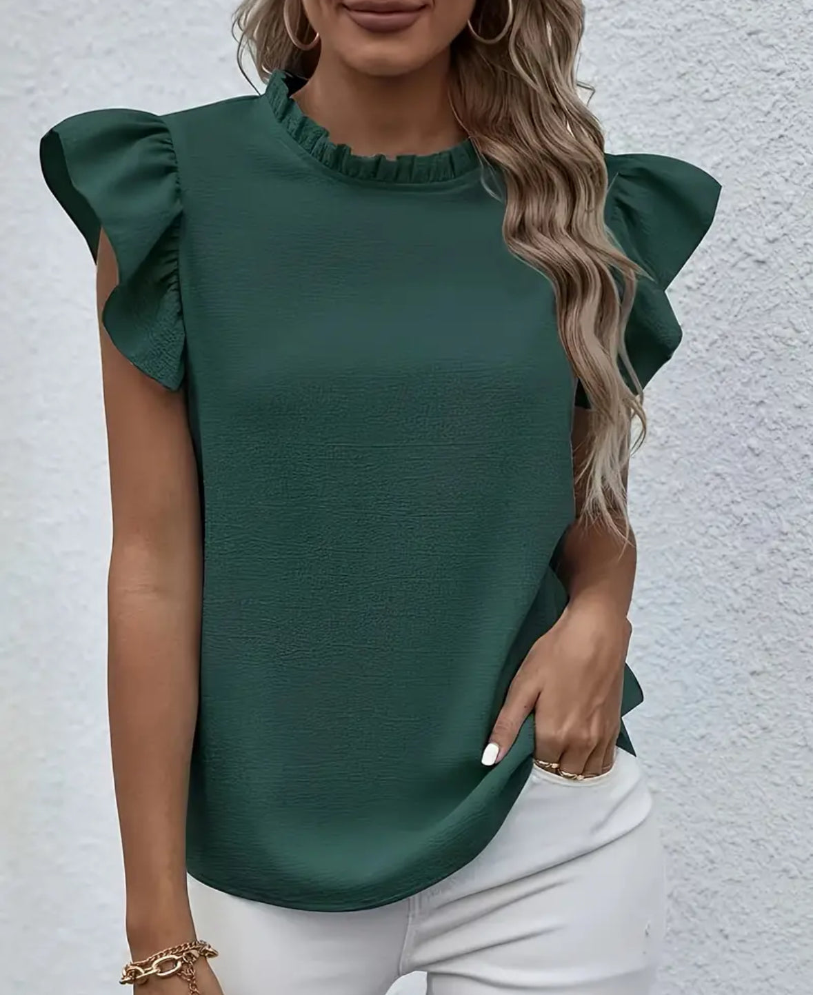 PreOrder Ruffle Trim Crew Neck Blouse