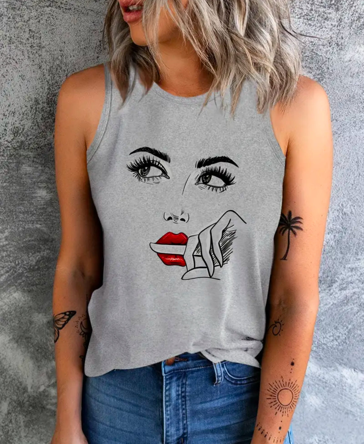 Pre-order Beautiful Woman Print Crew Neck Tank Top